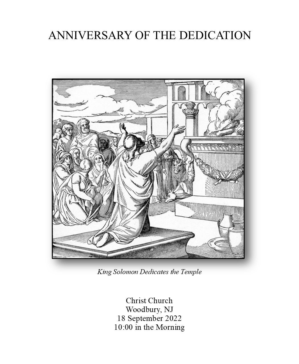 Weekly Dedication Weekly Service Sheet - Anniversary of the Dedication- September 18 ...